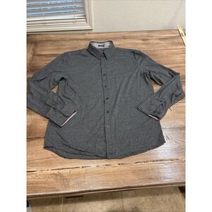 Buttercloth Shirt Mens Large Gray Regular Fit Icy Cotton Button Up Stretch